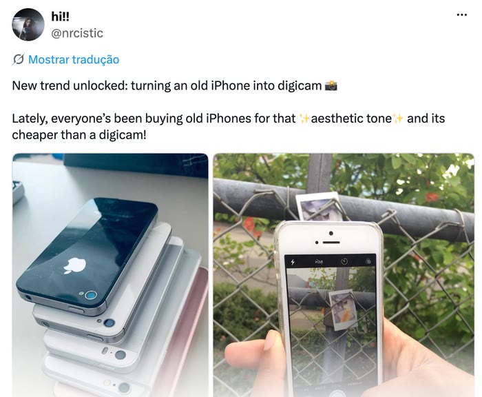 Tweet sobre usar iPhone antigo como câmera digital